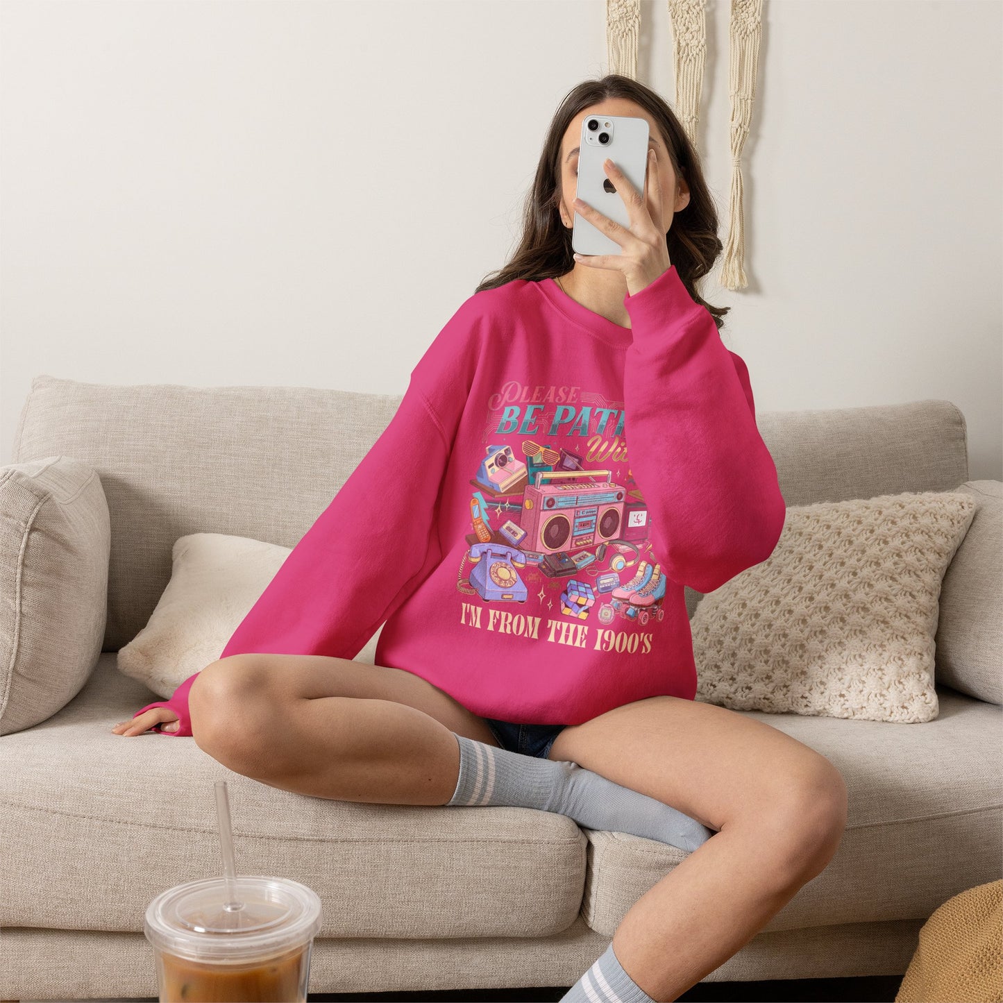 Crewneck Sweatshirt - 'Please Be Patient With Me' Retro Cozy Therapy Graphic