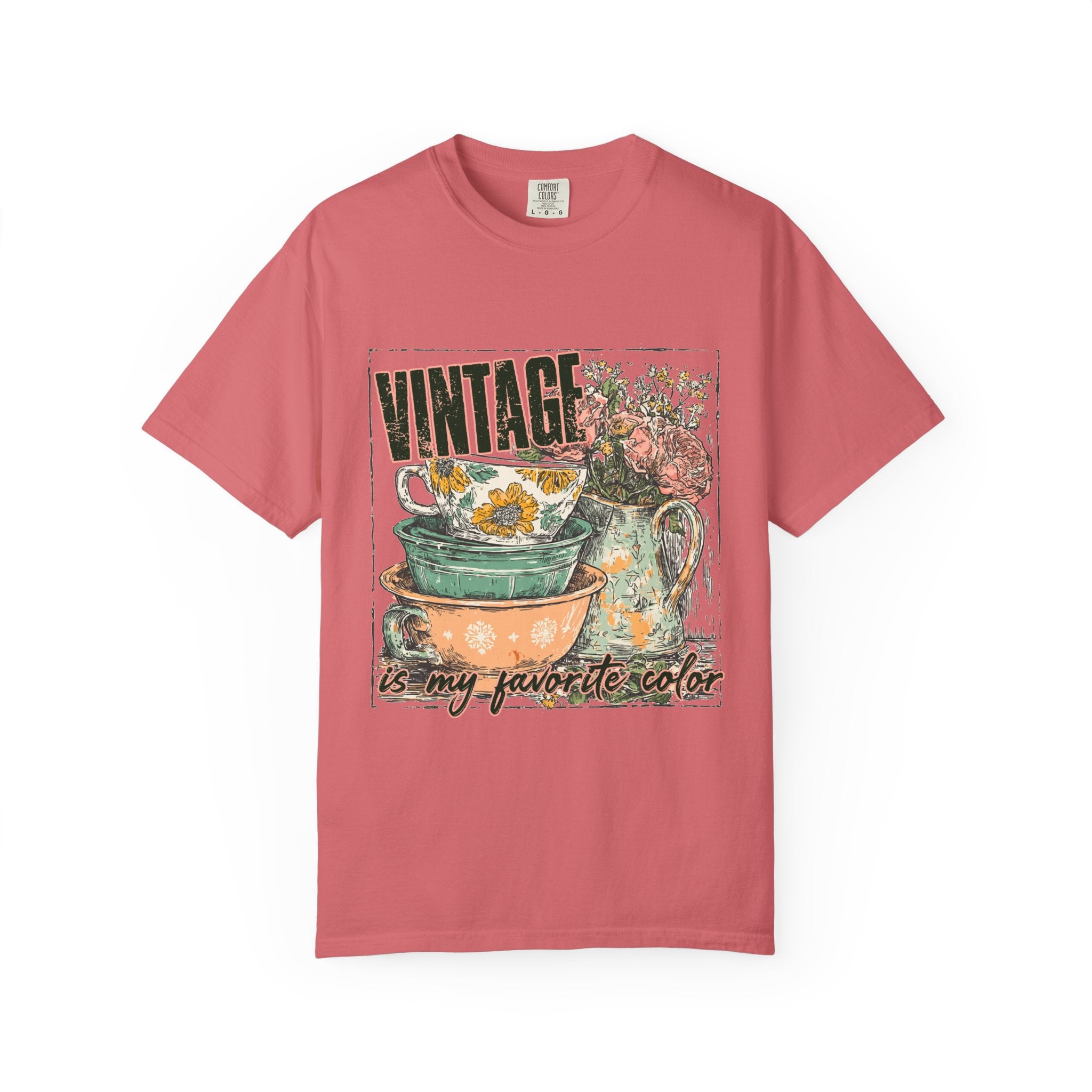 Vintage Teacup T-Shirt — "Vintage is my favorite color" Retro Floral Graphic Tee