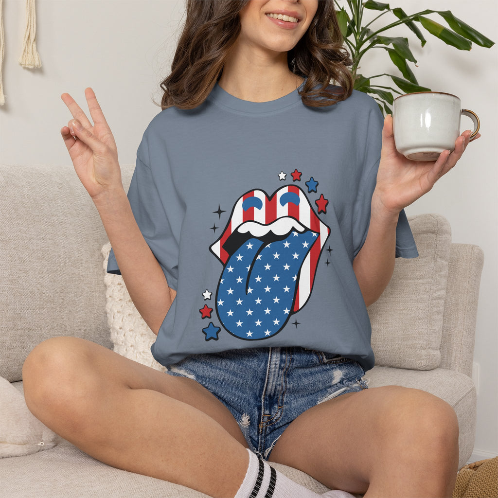 Patriotic Rock 'n' Roll Tongue T-Shirt