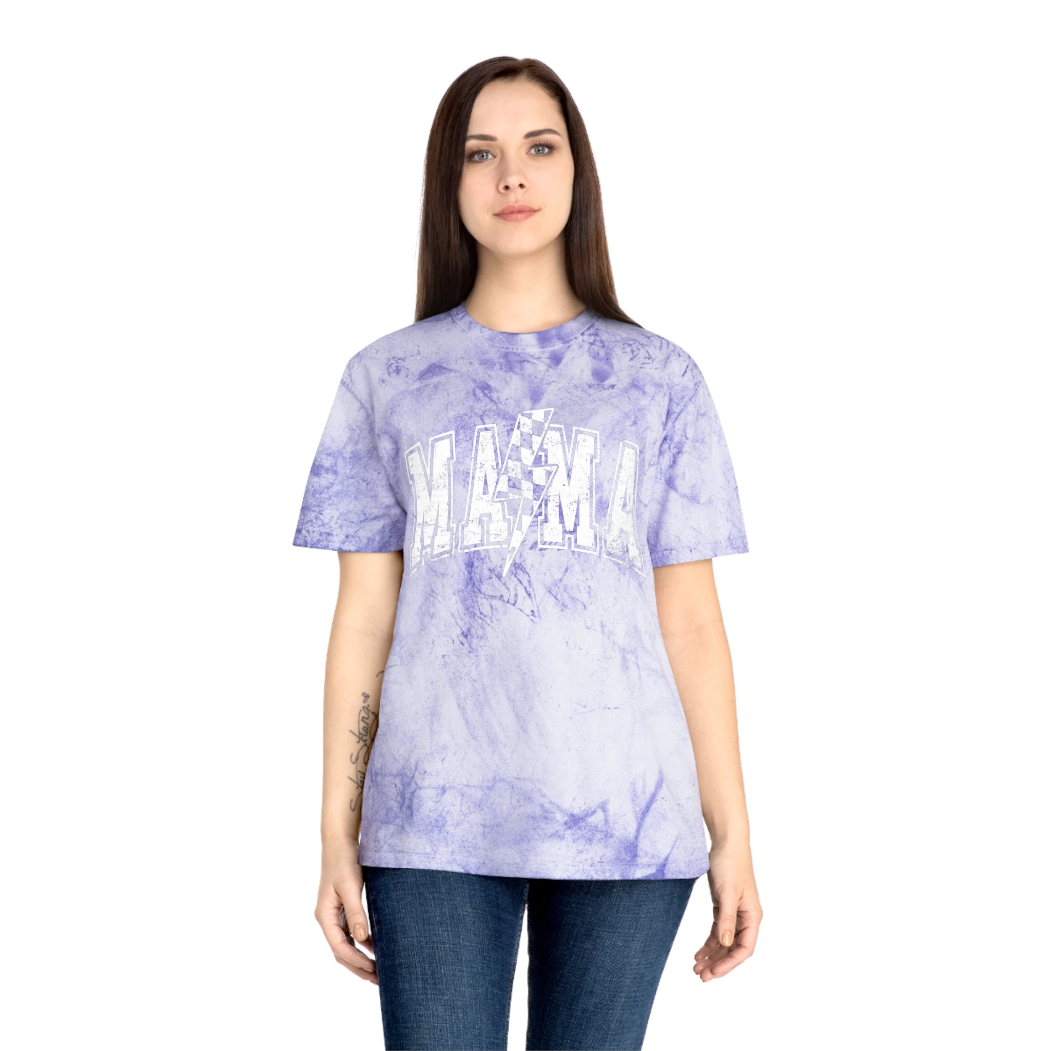 Mama Tie-Dye Tee — Vintage Lightning Graphic Mom Shirt