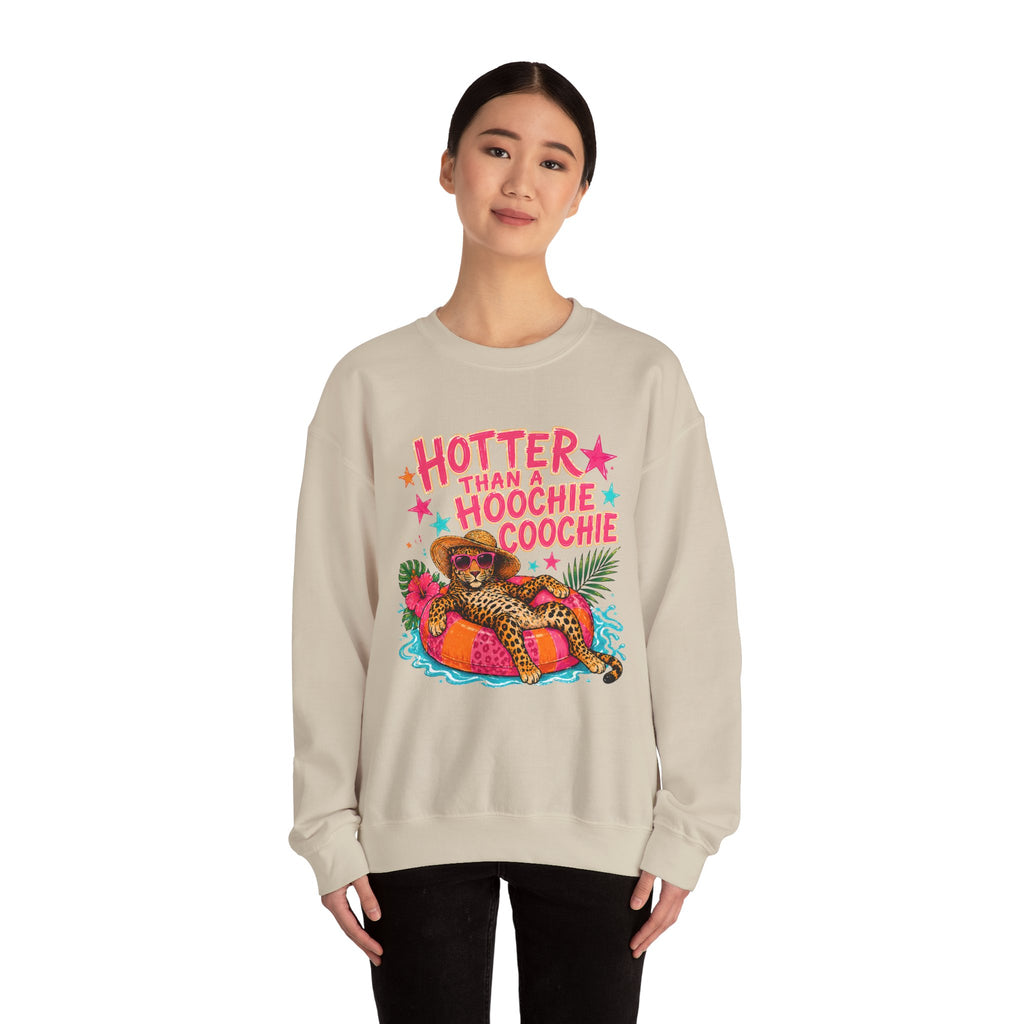 Sweatshirt - "Hotter Than a Hoochie Coochie" Leopard Pool Float Crewneck