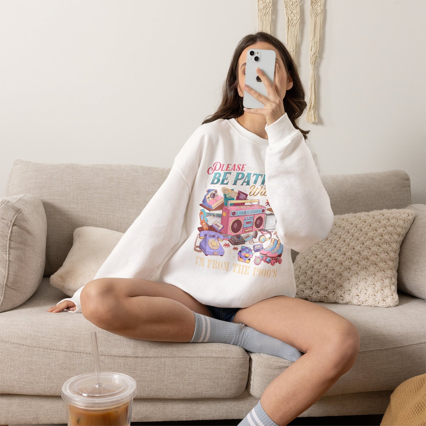 Crewneck Sweatshirt - 'Please Be Patient With Me' Retro Cozy Therapy Graphic