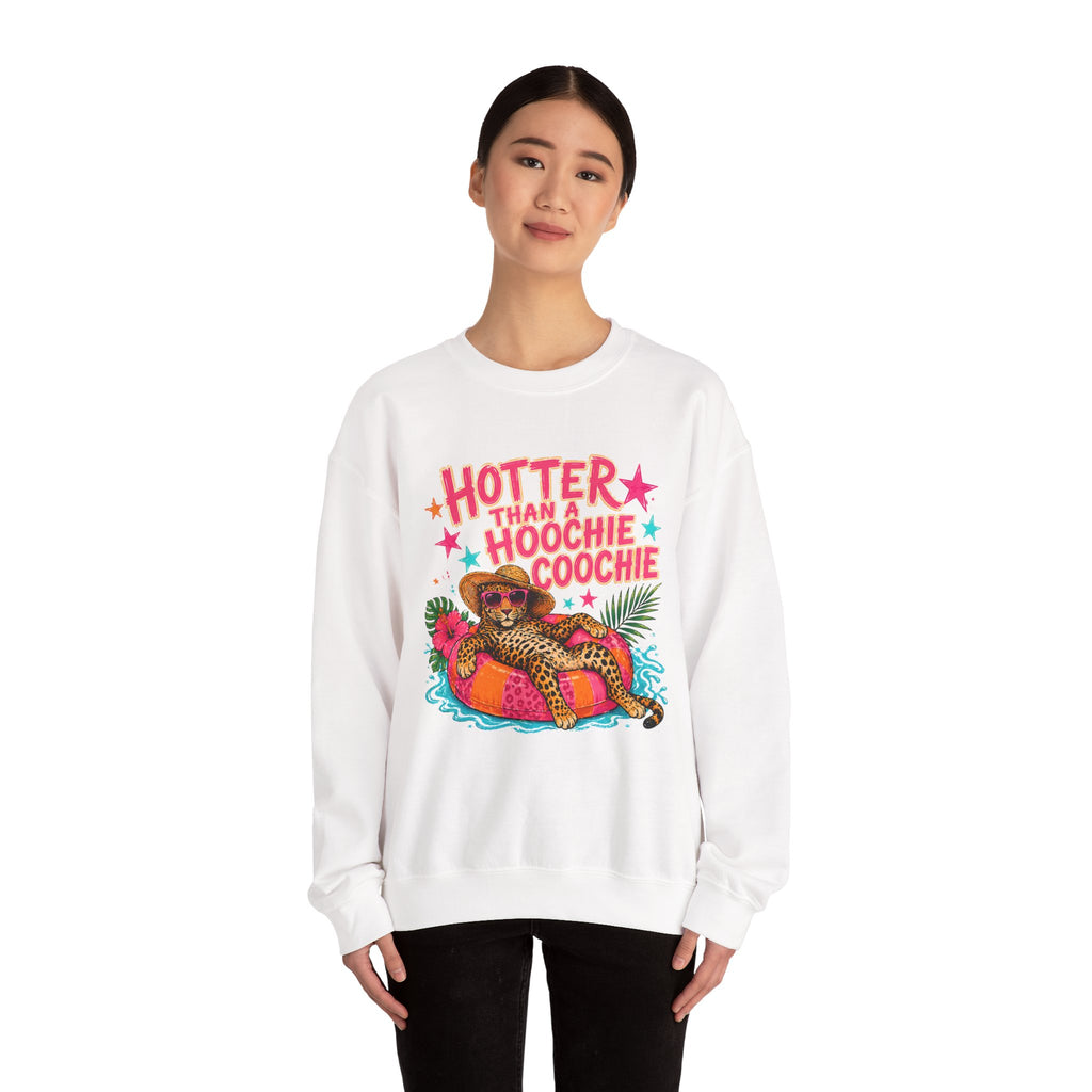 Sweatshirt - "Hotter Than a Hoochie Coochie" Leopard Pool Float Crewneck