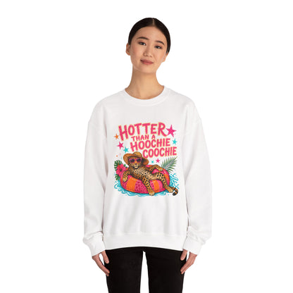 Sweatshirt - "Hotter Than a Hoochie Coochie" Leopard Pool Float Crewneck