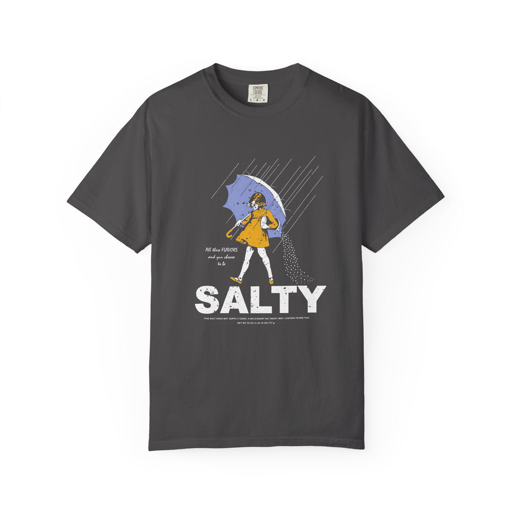 Salty Rain Graphic T-Shirt — Retro Girl with Umbrella