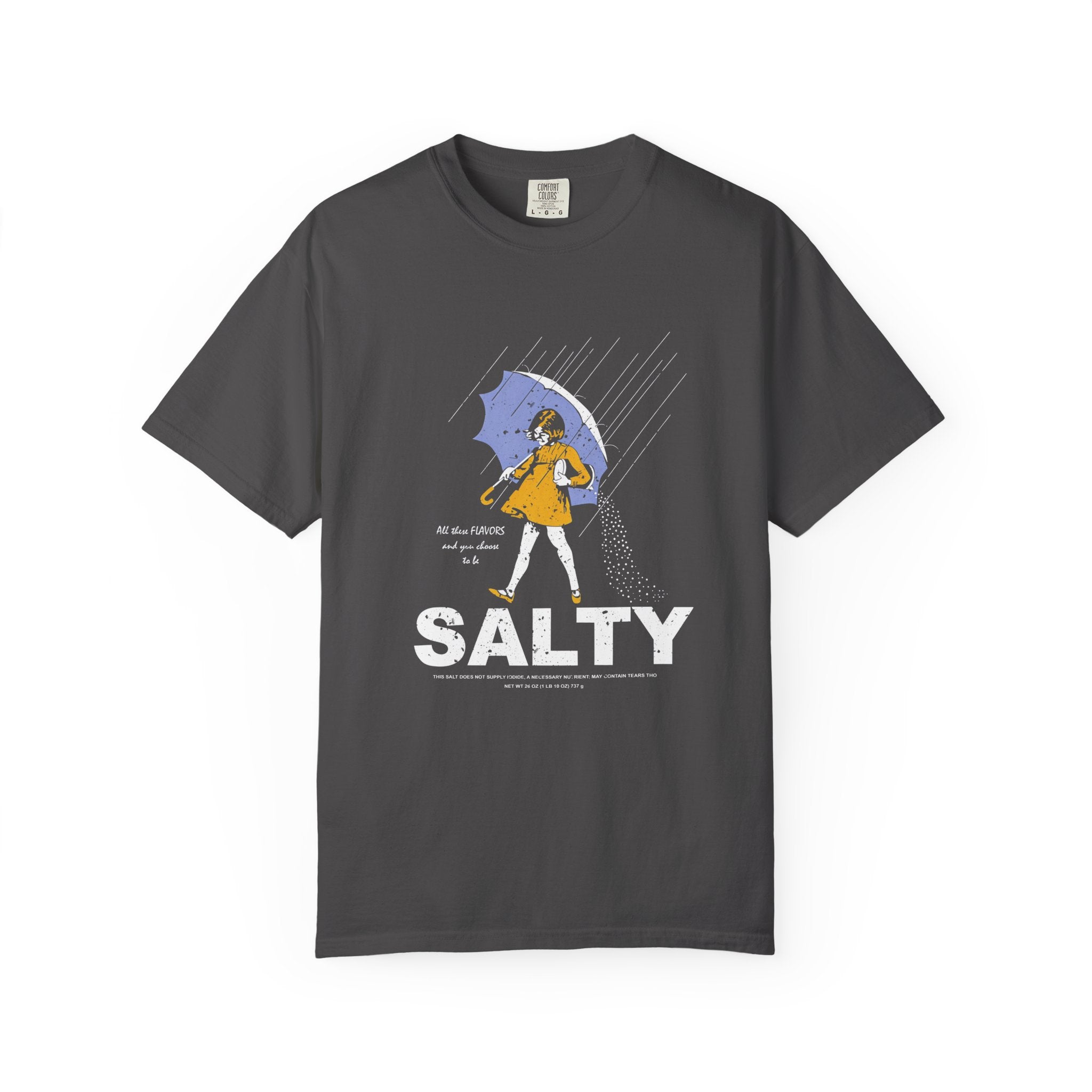 Salty Rain Graphic T-Shirt — Retro Girl with Umbrella