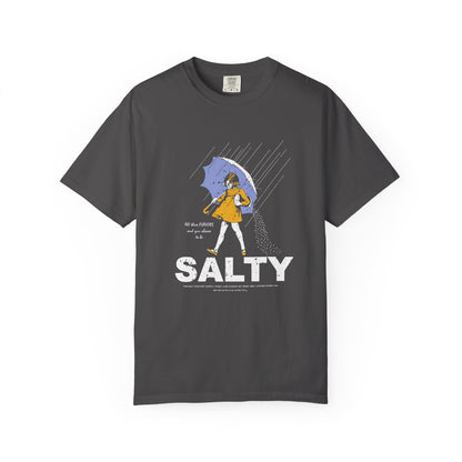Salty Rain Graphic T-Shirt — Retro Girl with Umbrella