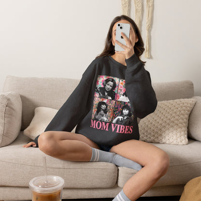 Mom Vibes Crewneck Sweatshirt — Retro Floral Mom Graphic Pullover