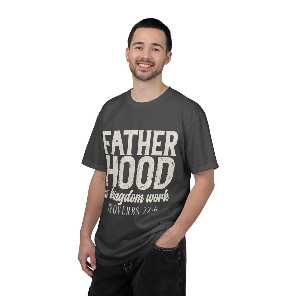 T-Shirt — "Fatherhood is Kingdom Work" Proverbs 22:6 Vintage Christian Dad Tee
