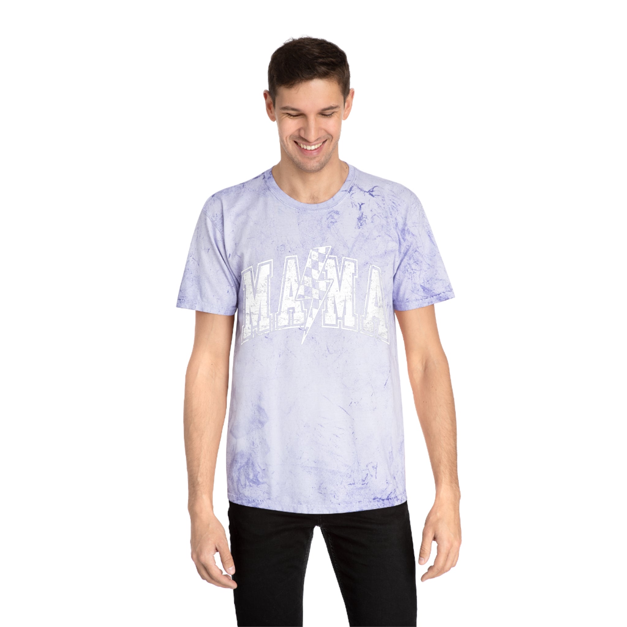 Mama Tie-Dye Tee — Vintage Lightning Graphic Mom Shirt