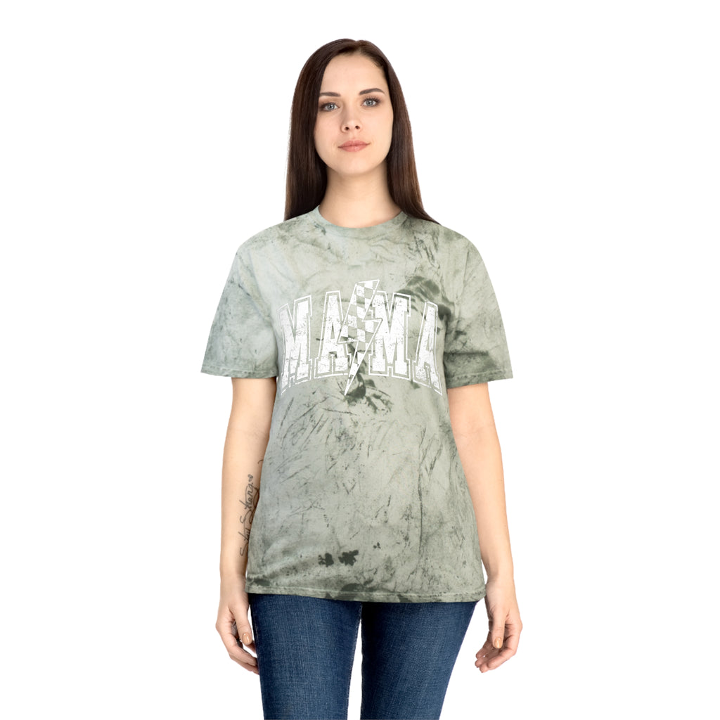 Mama Tie-Dye Tee — Vintage Lightning Graphic Mom Shirt