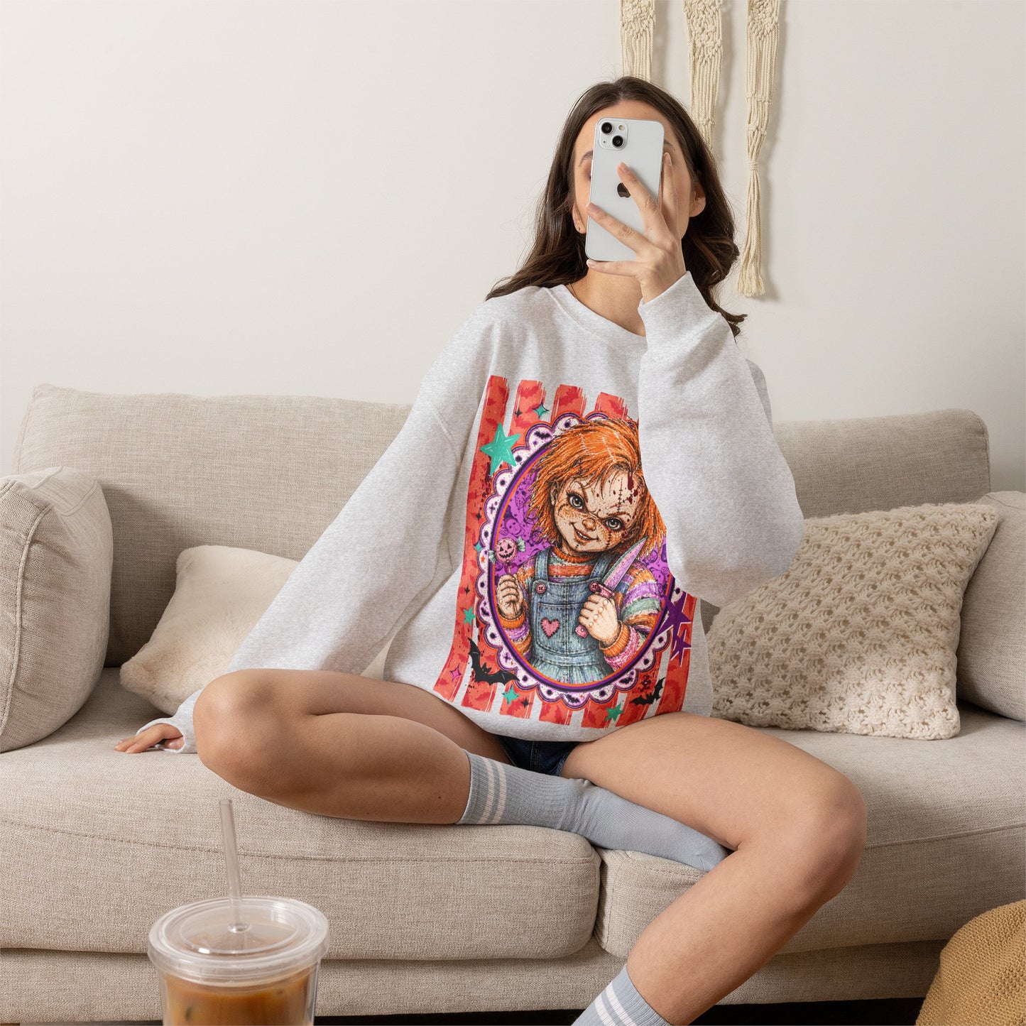 Chucky Horror Crewneck Sweatshirt — Retro Killer Doll Graphic