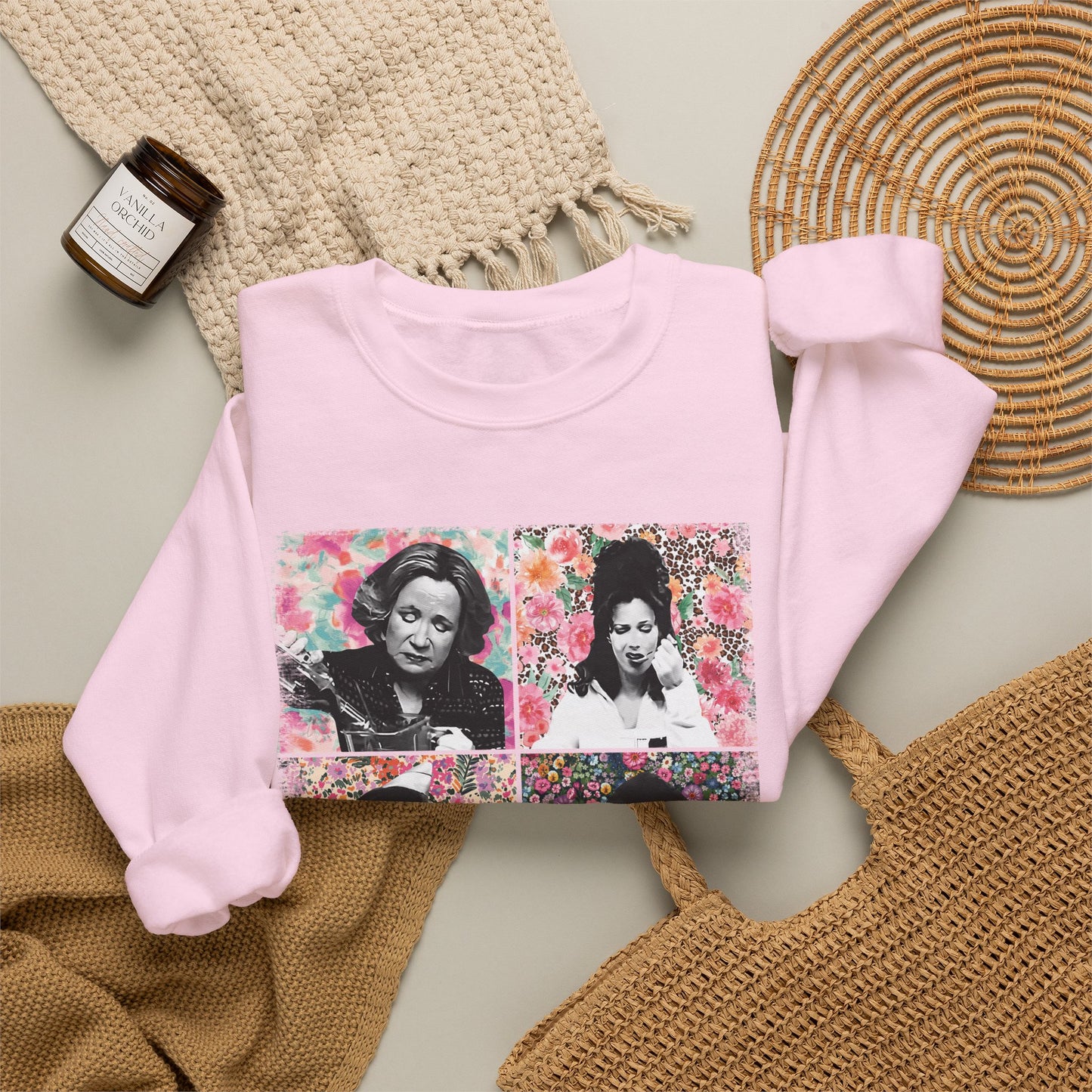 Mom Vibes Crewneck Sweatshirt — Retro Floral Mom Graphic Pullover