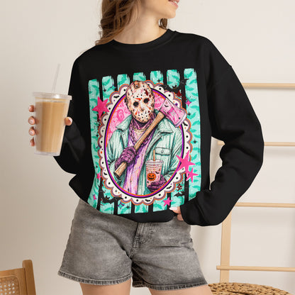 Crewneck Sweatshirt — Retro Jason Voorhees Portrait Graphic