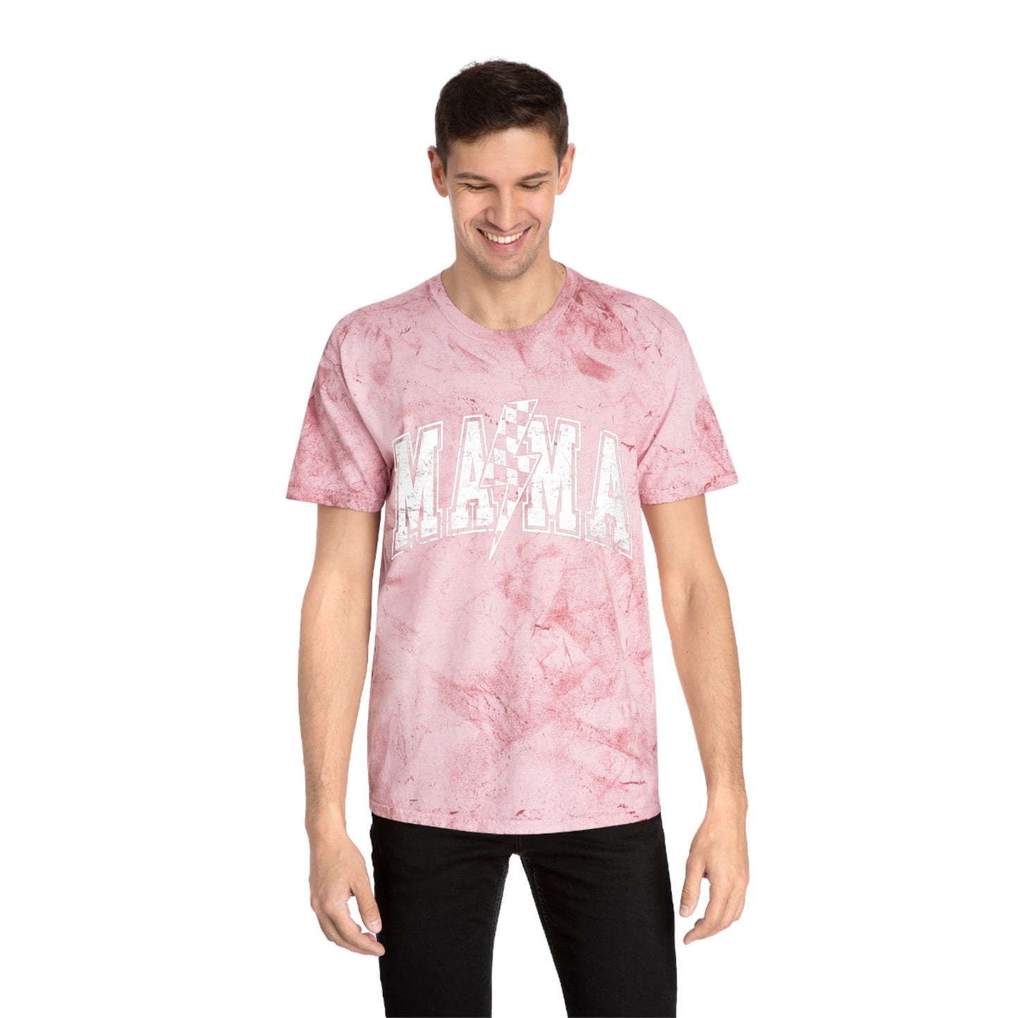 Mama Tie-Dye Tee — Vintage Lightning Graphic Mom Shirt