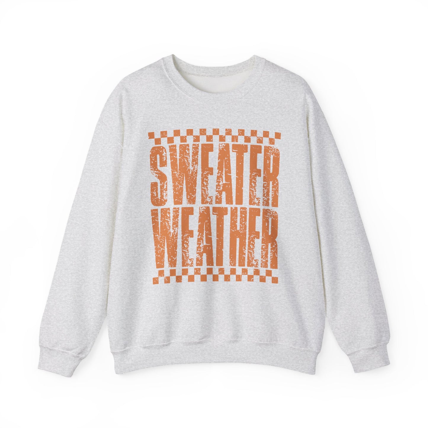 Sweater Weather Crewneck Sweatshirt — Retro Orange Fall Graphic