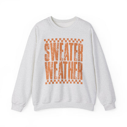 Sweater Weather Crewneck Sweatshirt — Retro Orange Fall Graphic