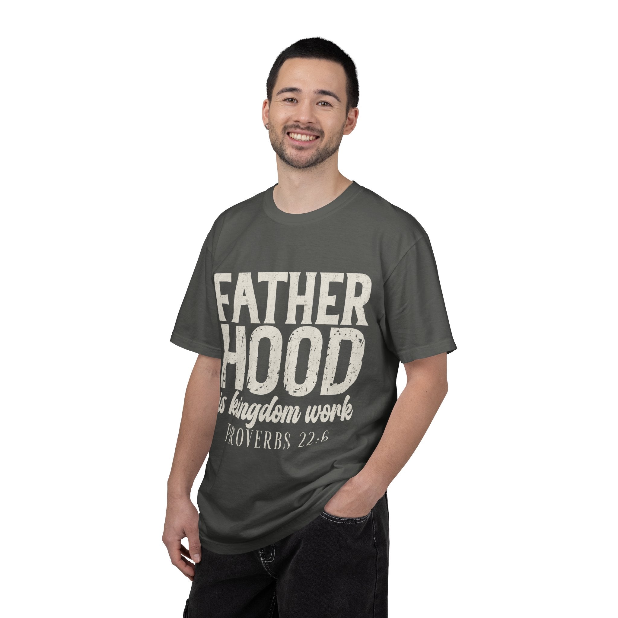 T-Shirt — "Fatherhood is Kingdom Work" Proverbs 22:6 Vintage Christian Dad Tee