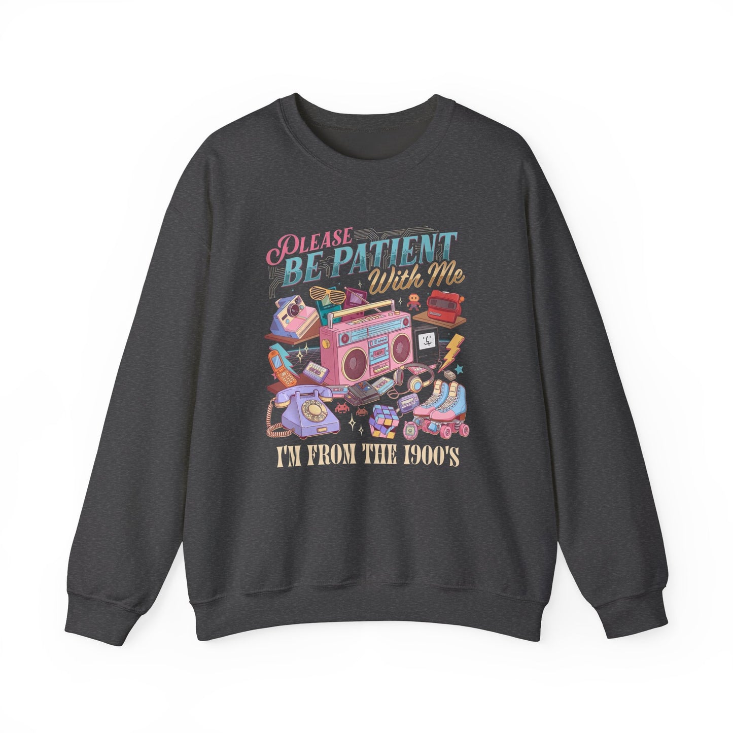Crewneck Sweatshirt - 'Please Be Patient With Me' Retro Cozy Therapy Graphic