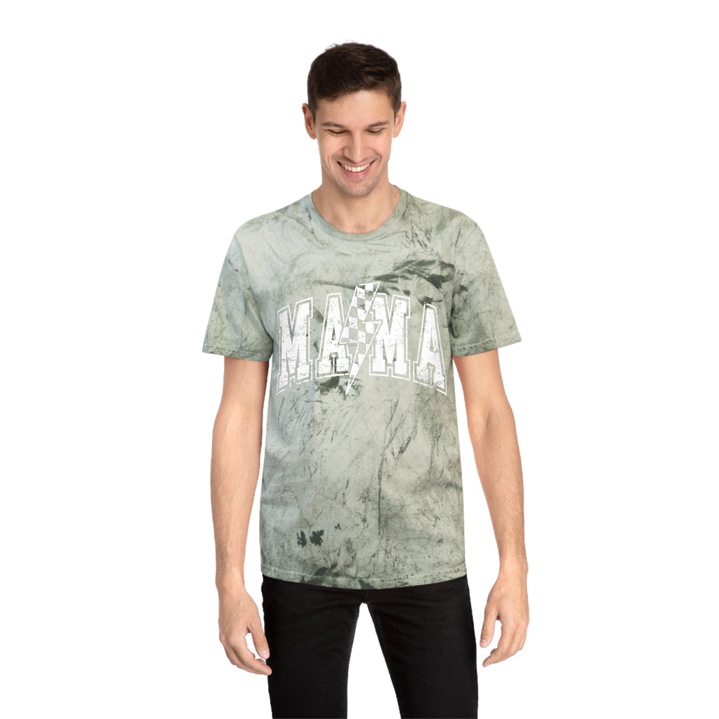Mama Tie-Dye Tee — Vintage Lightning Graphic Mom Shirt