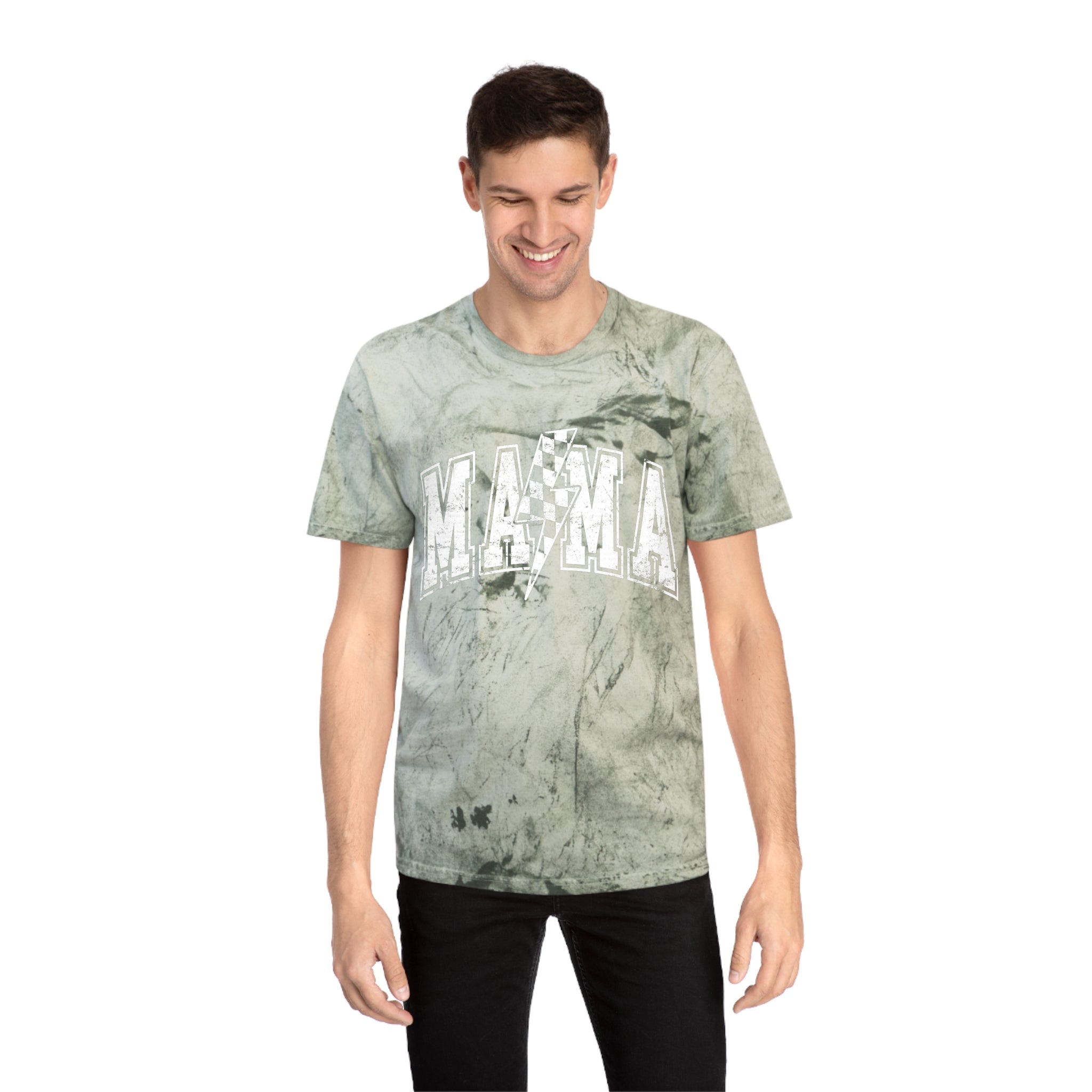 Mama Tie-Dye Tee — Vintage Lightning Graphic Mom Shirt