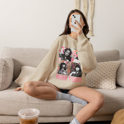 Mom Vibes Crewneck Sweatshirt — Retro Floral Mom Graphic Pullover