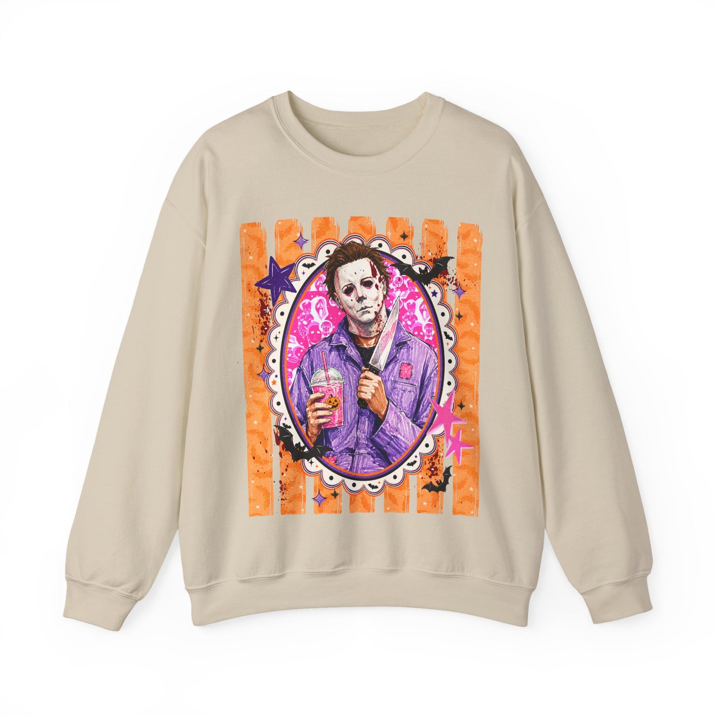 Horror Portrait Crewneck Sweatshirt — Retro Masked Slasher Design