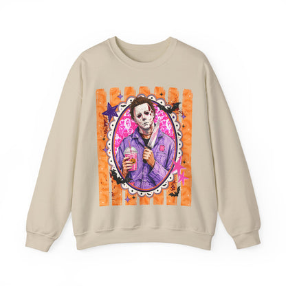 Horror Portrait Crewneck Sweatshirt — Retro Masked Slasher Design