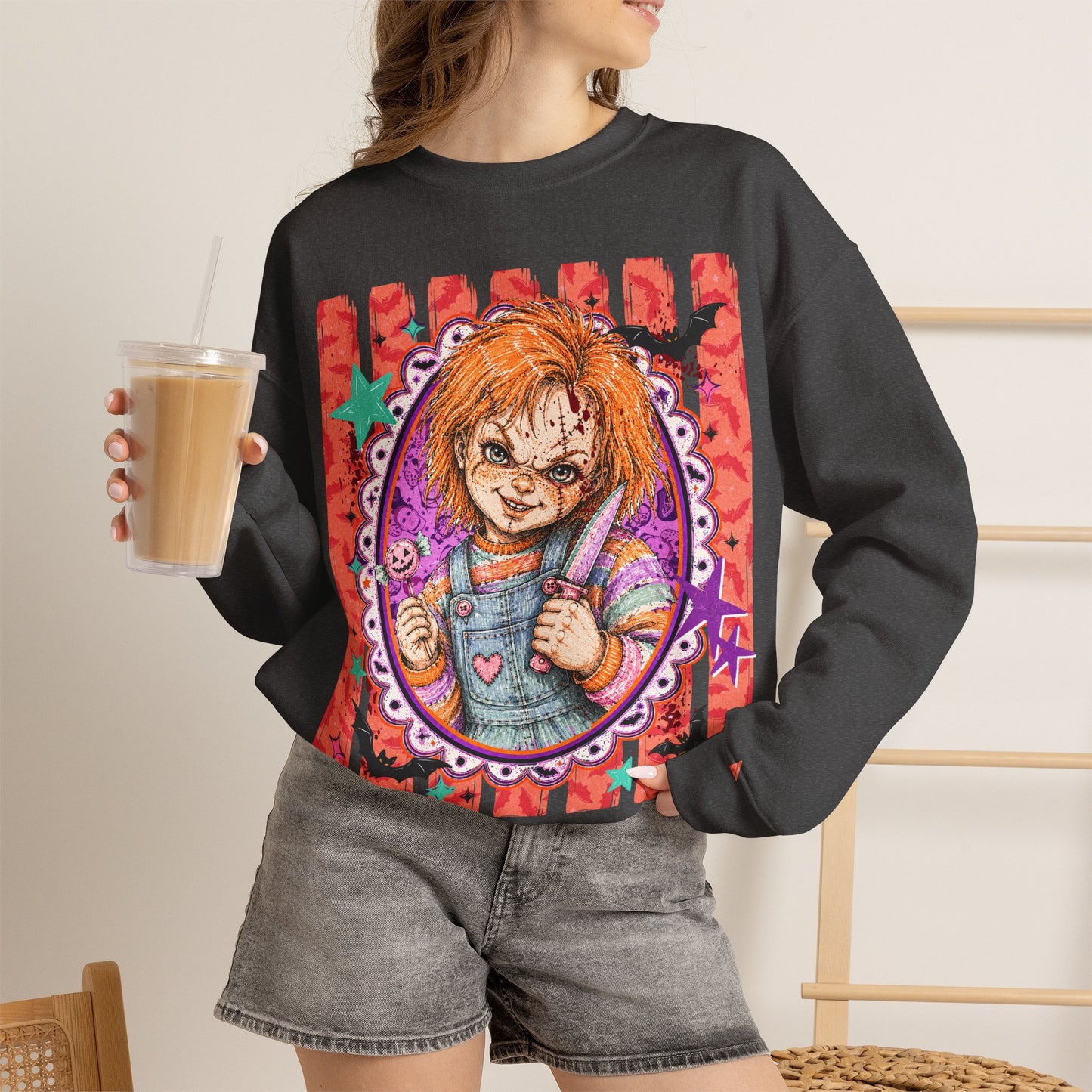 Chucky Horror Crewneck Sweatshirt — Retro Killer Doll Graphic