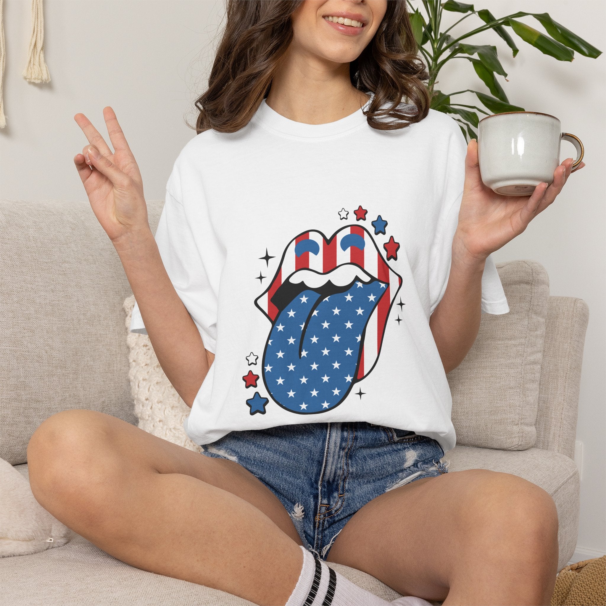 Patriotic Rock 'n' Roll Tongue T-Shirt