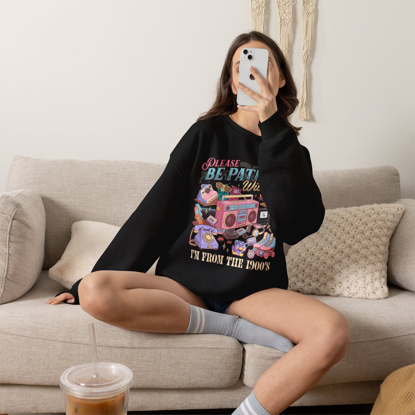 Crewneck Sweatshirt - 'Please Be Patient With Me' Retro Cozy Therapy Graphic