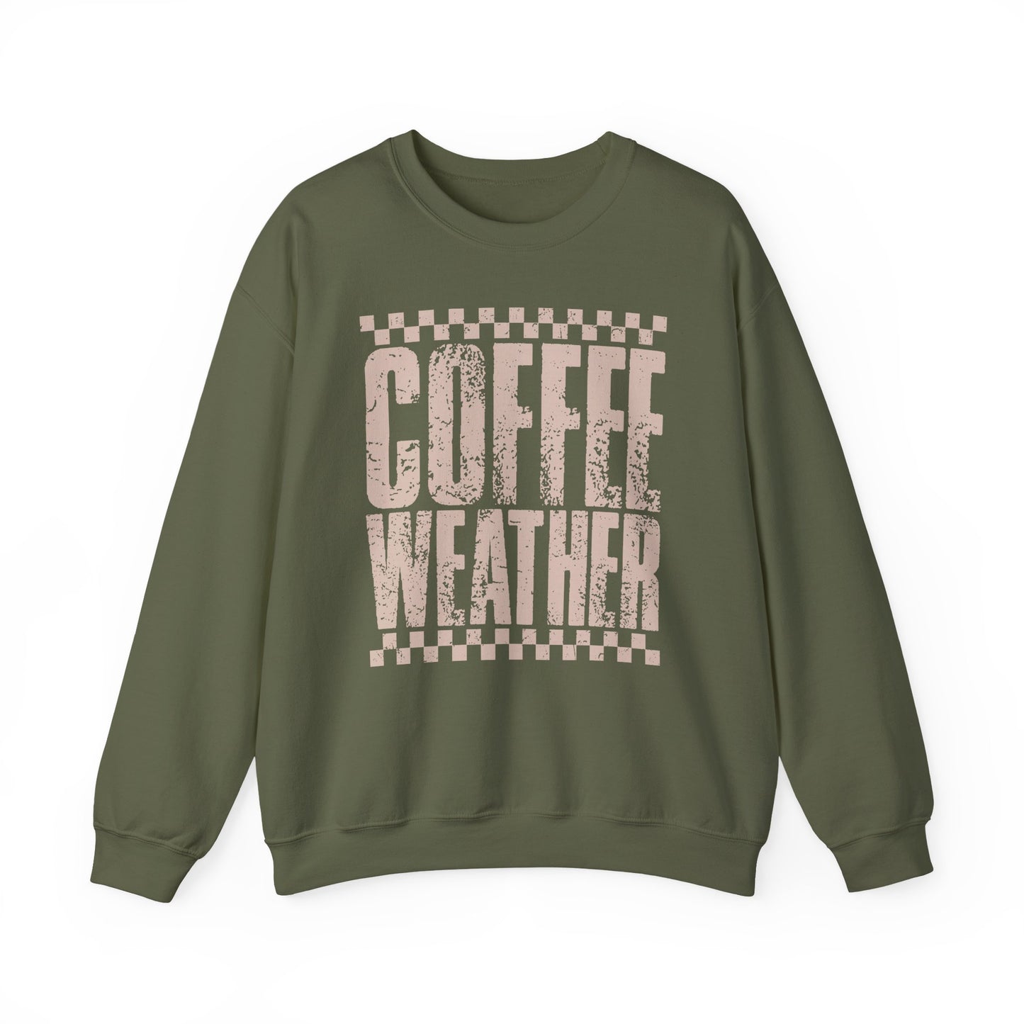 Coffee Weather Crewneck Sweatshirt — Vintage Coffee Vibe Cozy Pullover