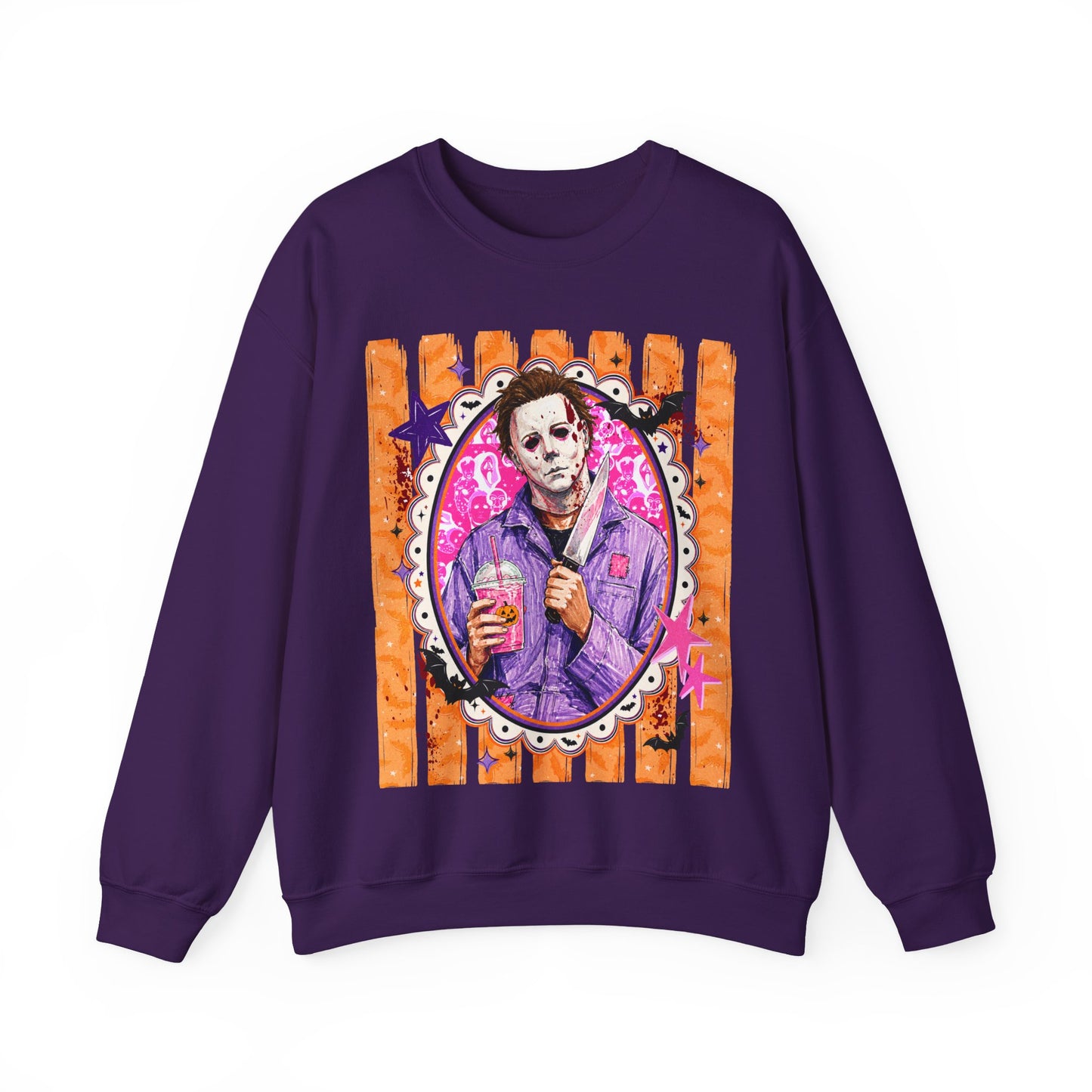 Horror Portrait Crewneck Sweatshirt — Retro Masked Slasher Design
