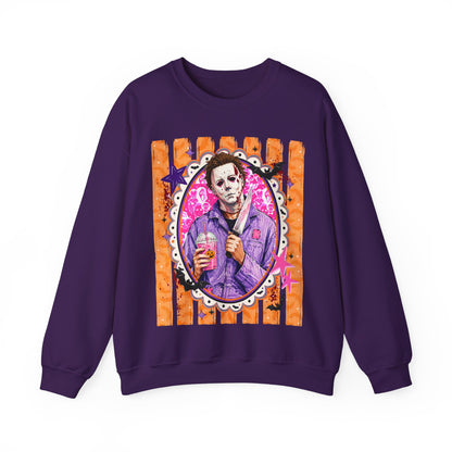 Horror Portrait Crewneck Sweatshirt — Retro Masked Slasher Design