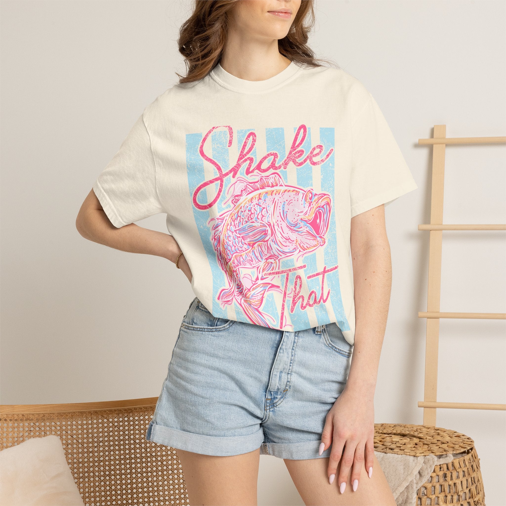 Shake That Fish T-Shirt — Retro Pastel Fishing Graphic Tee