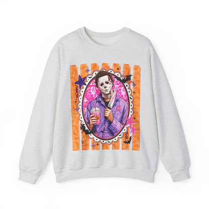 Horror Portrait Crewneck Sweatshirt — Retro Masked Slasher Design