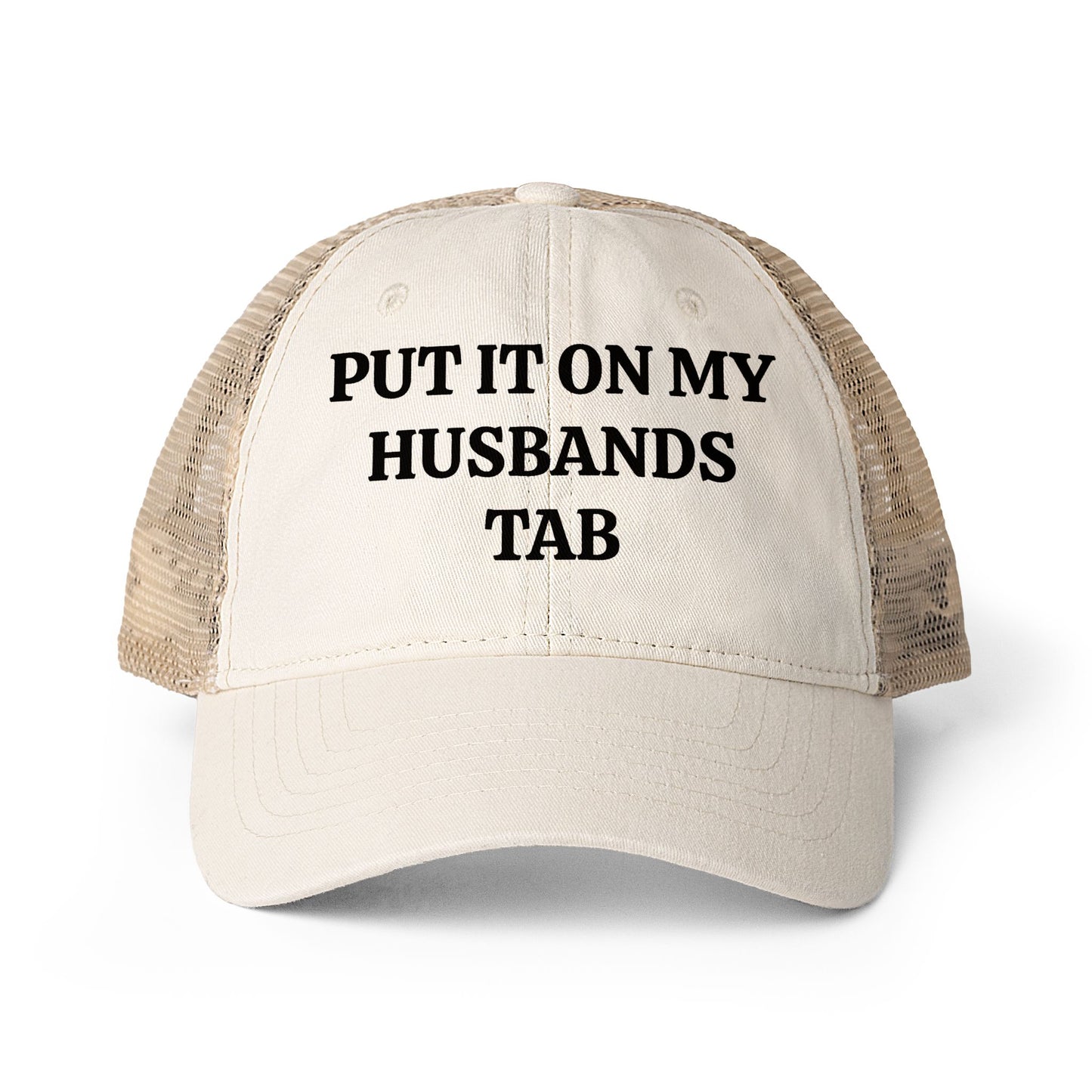 Women's Washed Mesh-Back Cap “Put it on my husbands tab”