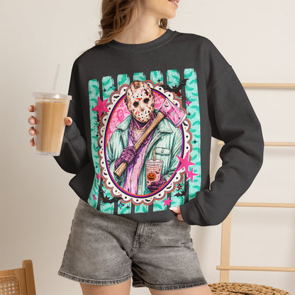 Crewneck Sweatshirt — Retro Jason Voorhees Portrait Graphic