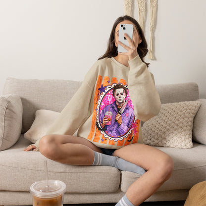 Horror Portrait Crewneck Sweatshirt — Retro Masked Slasher Design