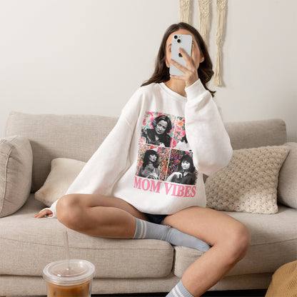 Mom Vibes Crewneck Sweatshirt — Retro Floral Mom Graphic Pullover