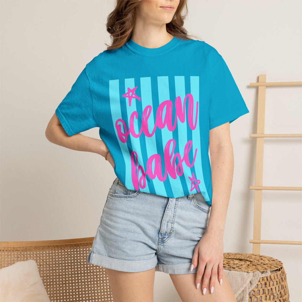 Ocean Babe T-Shirt — Retro Striped Beach Graphic Tee