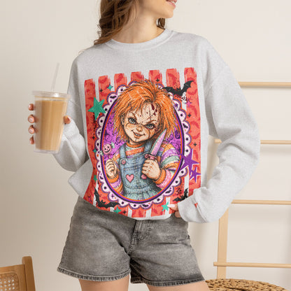 Chucky Horror Crewneck Sweatshirt — Retro Killer Doll Graphic
