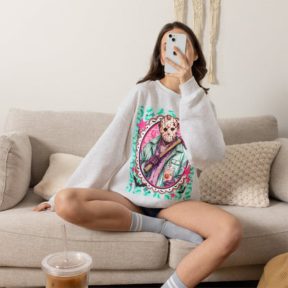 Crewneck Sweatshirt — Retro Jason Voorhees Portrait Graphic