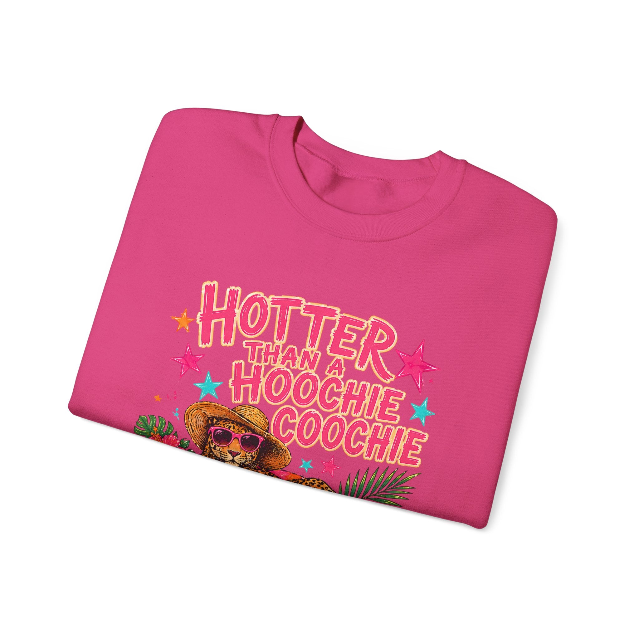 Sweatshirt - "Hotter Than a Hoochie Coochie" Leopard Pool Float Crewneck