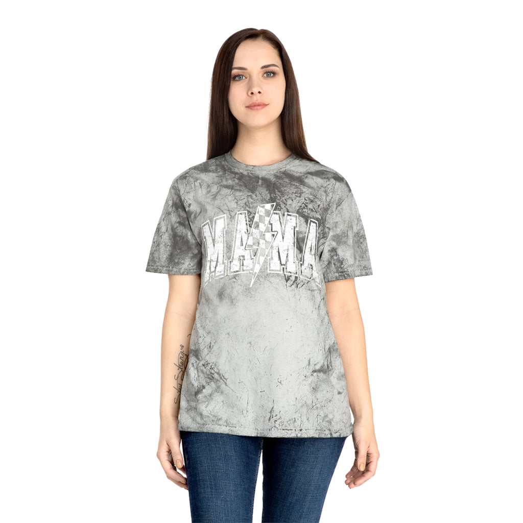 Mama Tie-Dye Tee — Vintage Lightning Graphic Mom Shirt