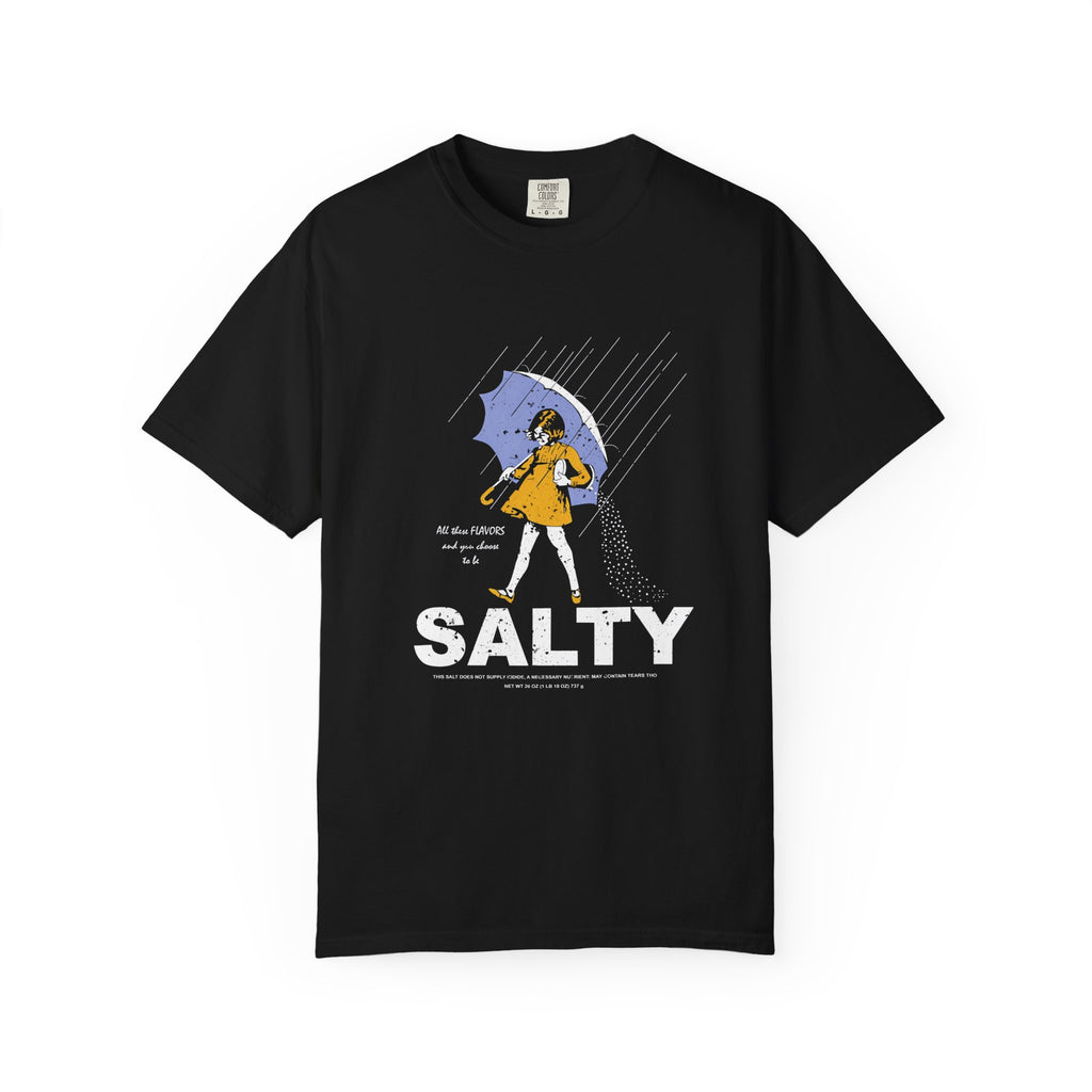 Salty Rain Graphic T-Shirt — Retro Girl with Umbrella
