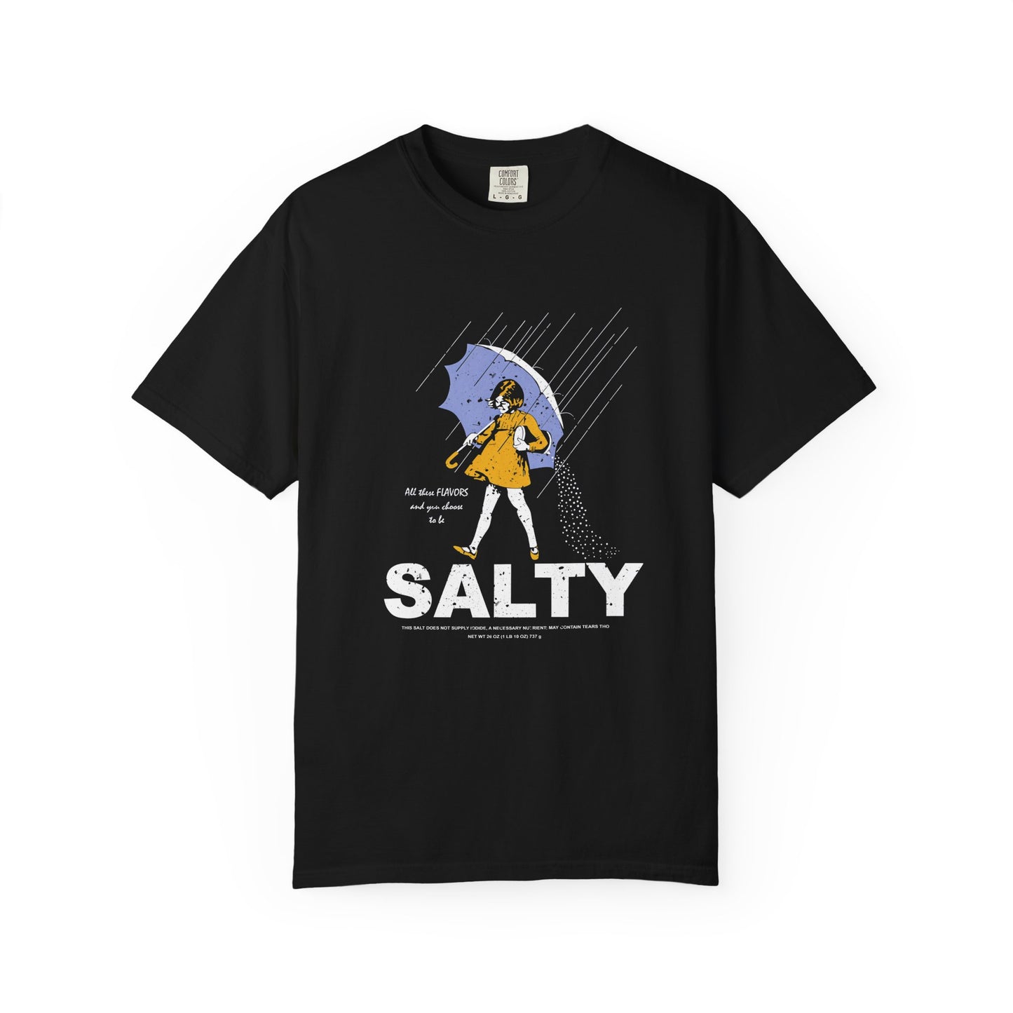 Salty Rain Graphic T-Shirt — Retro Girl with Umbrella