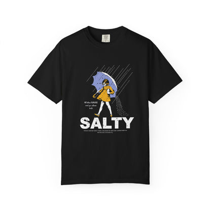 Salty Rain Graphic T-Shirt — Retro Girl with Umbrella