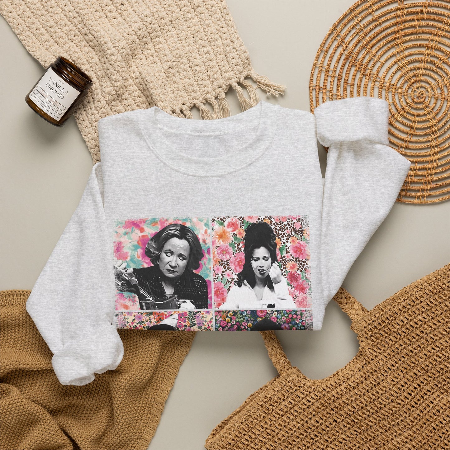Mom Vibes Crewneck Sweatshirt — Retro Floral Mom Graphic Pullover