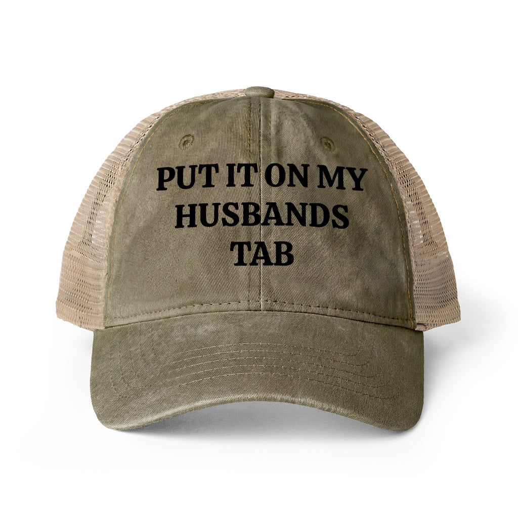Women's Washed Mesh-Back Cap “Put it on my husbands tab”